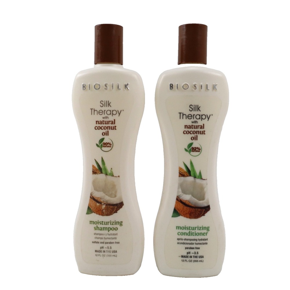 Biosilk Silk Therapy Natural Coconut Oil Moisturizing Shampoo & Conditioner 12oz